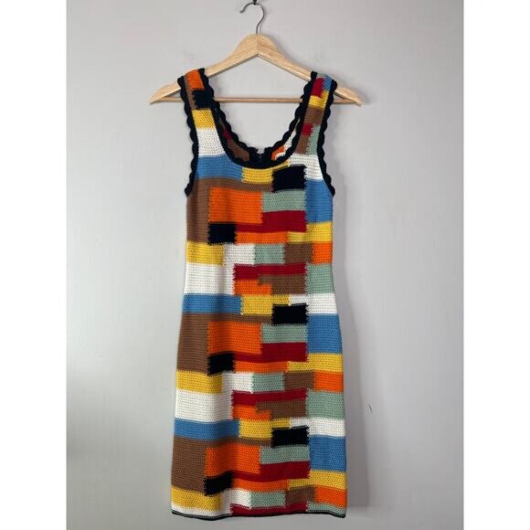 NEW Alice + Olivia Veronique Crocheted Scalloped Trim Mini Dress Multi Color - Picture 2 of 7